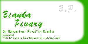 bianka pivary business card